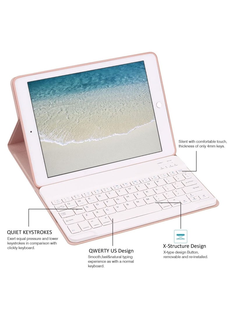 Generic - iPad Keyboard Case 9.7 inch Compatible with iPad 6th Generation iPad 5th Generation iPad Pro 9.7 inch iPad Air 2 iPad Air Protective Folio Cover with Wireless Bluetooth Keyboard Rose Gold - Image 1