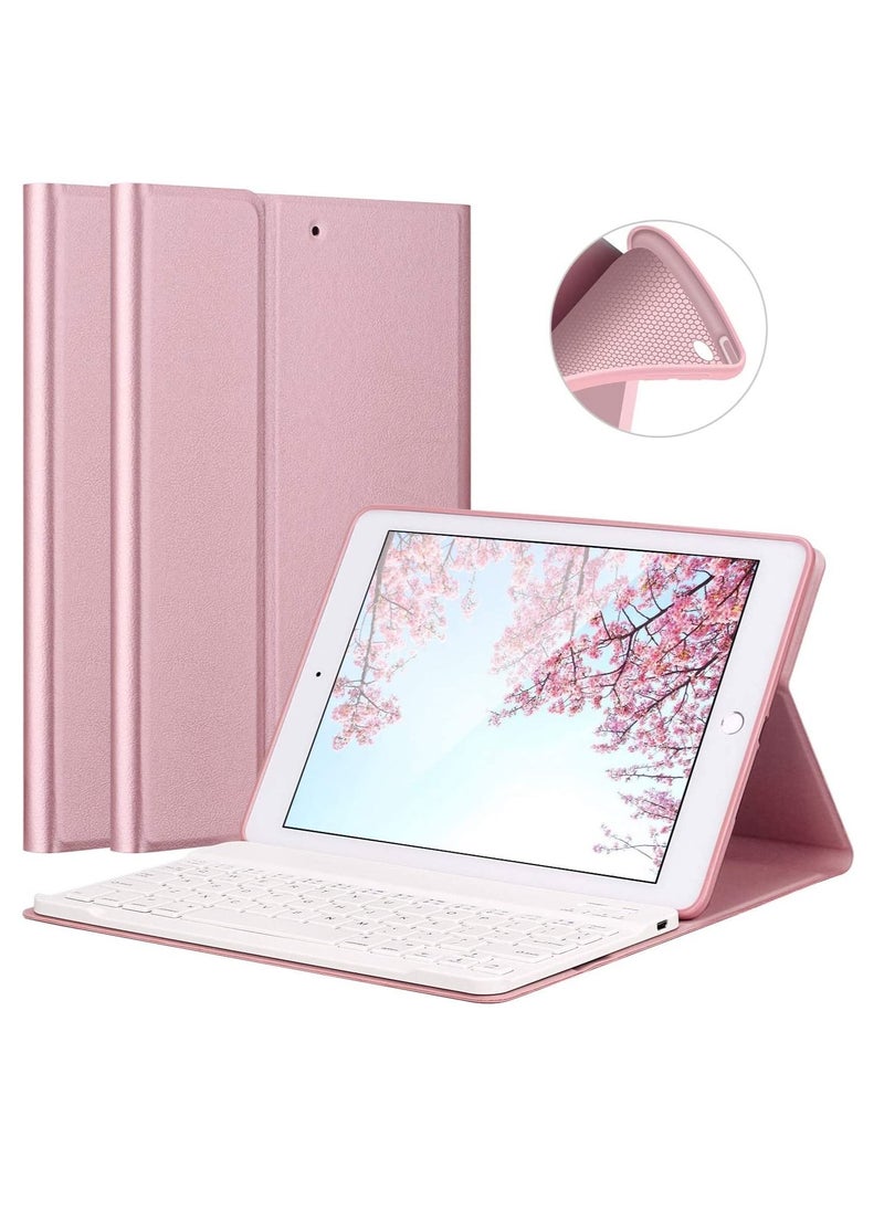 Generic - iPad Keyboard Case 9.7 inch Compatible with iPad 6th Generation iPad 5th Generation iPad Pro 9.7 inch iPad Air 2 iPad Air Protective Folio Cover with Wireless Bluetooth Keyboard Rose Gold - Image 1