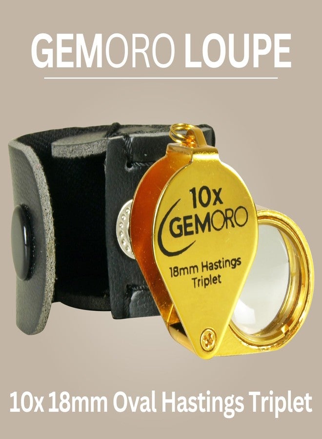 GemOro Jewelers Loupe Magnifier | Gold Hastings Triplet 10x Jewelry Eye Loop Magnifying Glass Monocle for Watch Repair Diamonds Coins Plants Gems Stamps Rings Earrings | Pocket Microscope (18mm) - Image 2