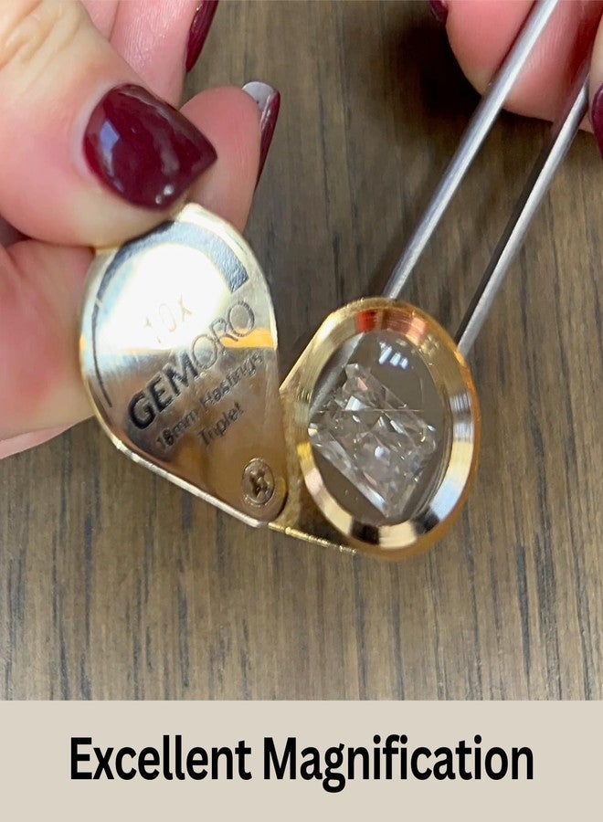 GemOro Jewelers Loupe Magnifier | Gold Hastings Triplet 10x Jewelry Eye Loop Magnifying Glass Monocle for Watch Repair Diamonds Coins Plants Gems Stamps Rings Earrings | Pocket Microscope (18mm) - Image 5