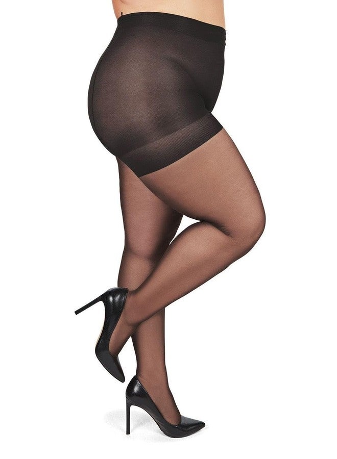 MeMoi جوارب نسائية من MeMoi بمقاسات كبيرة، بتصميم مريح وشفاف، وخفيفة الوزن، متوفرة بمقاسات من 1X إلى كوين بيتيت، باللون الأسود الداكن، و3X/4X. - Image 1