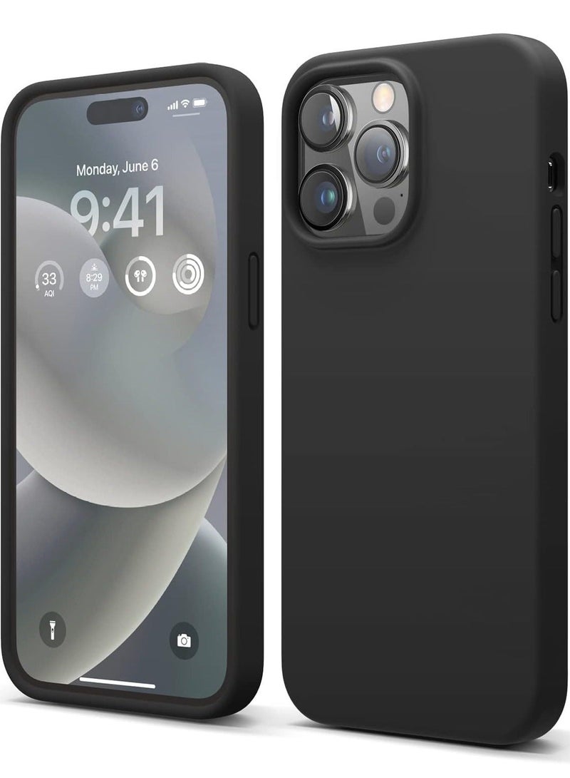 راكسوم [3 في 1] غطاء حماية لهاتف آيفون 15 مع واقي شاشة من الزجاج المقوى 9H، غطاء حماية فاخر من السيليكون السائل المقاوم للصدمات، غطاء هاتف نحيف لهاتف آيفون 15 (2023) (آيفون 15، أسود) - Image 2