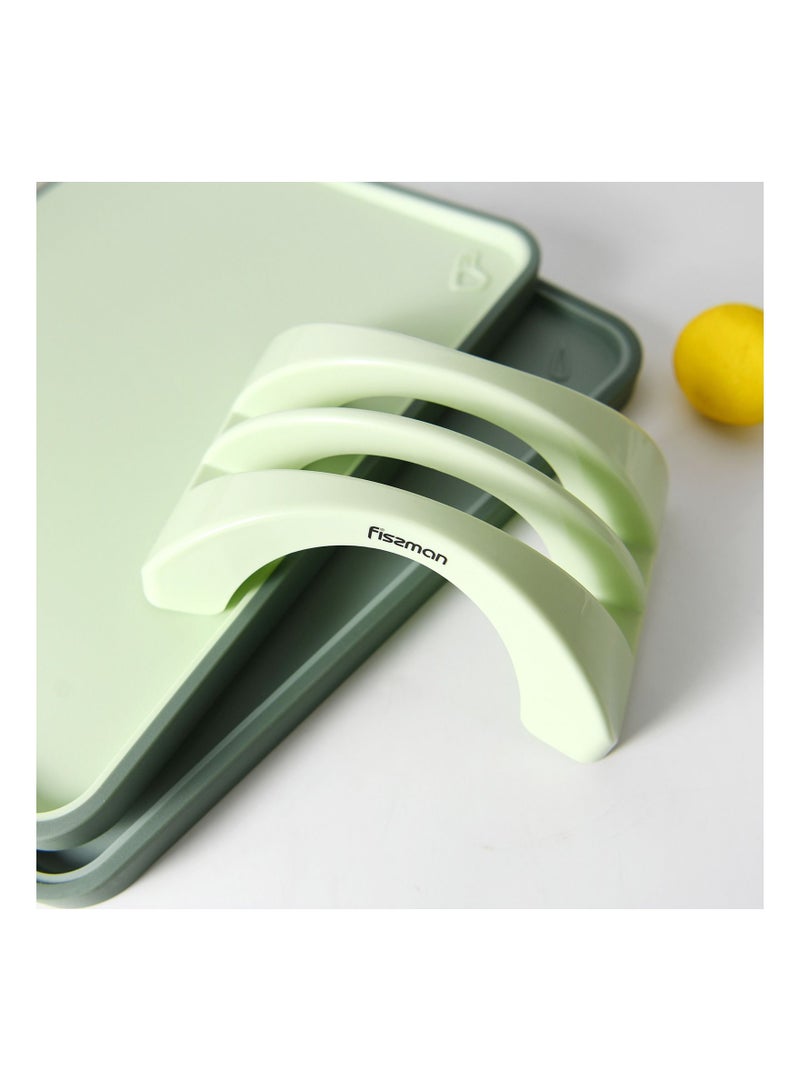 Fissman 2pcs Index Chopping Boards 34x28 cm With Holder Green Plastic+ TPR  - Image 3