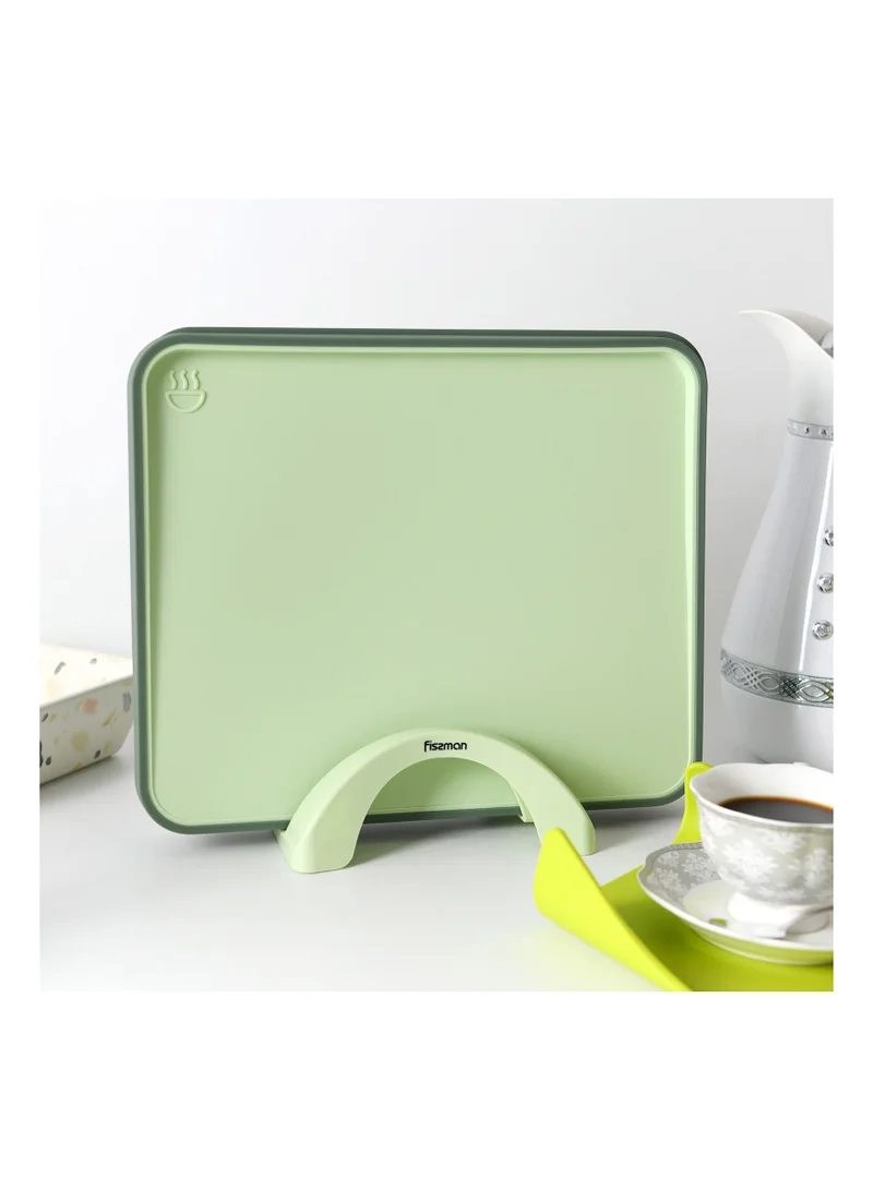 فيسمان 2pcs Index Chopping Boards 34x28 cm With Holder Green Plastic+ TPR