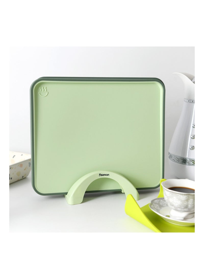 Fissman 2pcs Index Chopping Boards 34x28 cm With Holder Green Plastic+ TPR  - Image 1