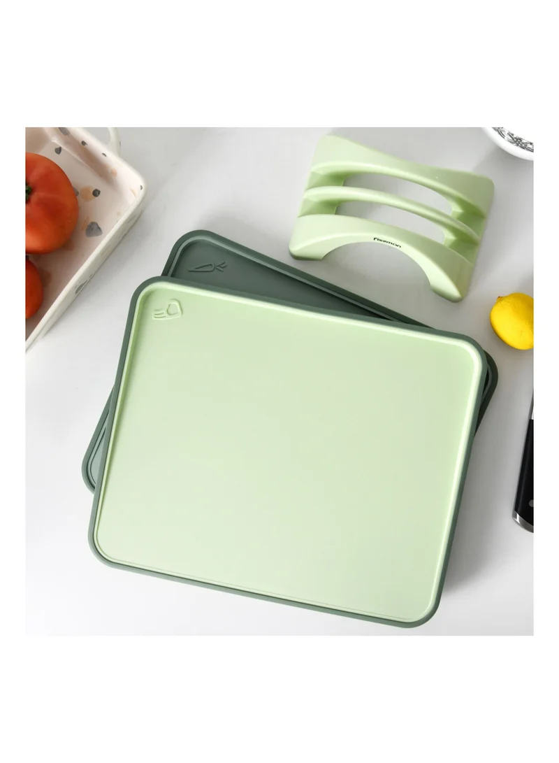 فيسمان 2pcs Index Chopping Boards 34x28 cm With Holder Green Plastic+ TPR