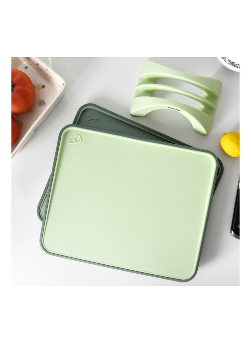 Fissman 2pcs Index Chopping Boards 34x28 cm With Holder Green Plastic+ TPR  - Image 2
