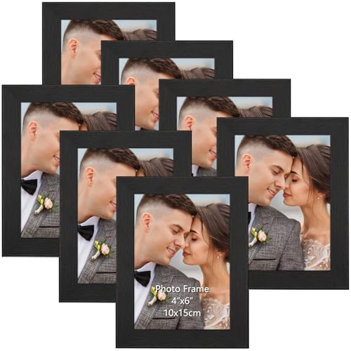 PETAFLOP Picture Frames 4 by 6 7 Pack Black 4x6 Photo Frames Set for Wall Tabletop Horizontally or Vertically Display