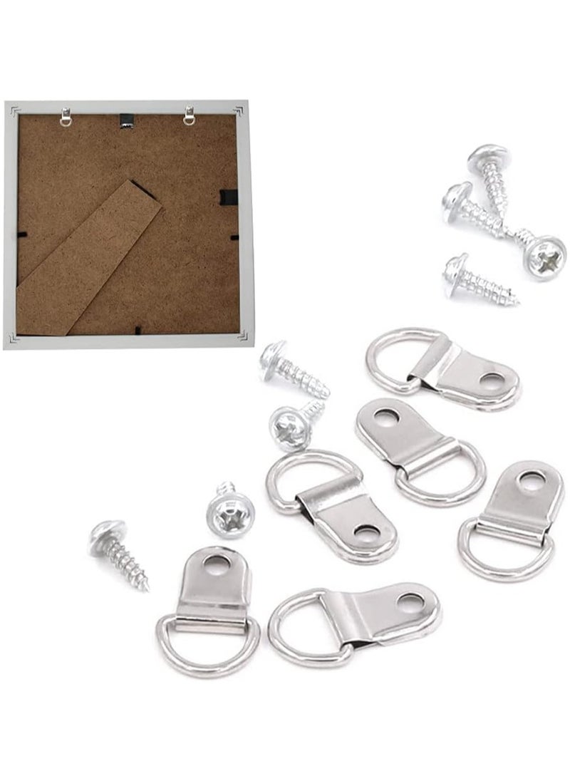 10 Pcs Picture Frame Hanging Rings | D Rings | Heavy Duty and Easy to Install 10pcs + 10 Screws  - Image 2