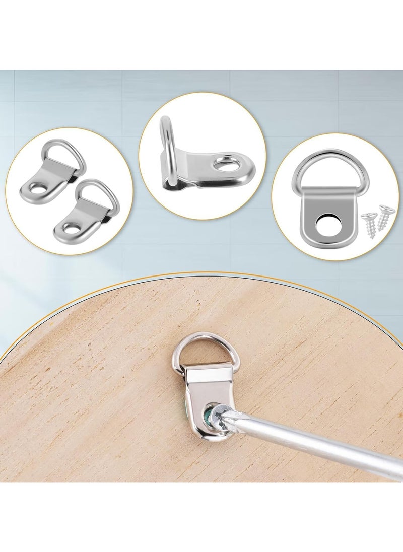 10 Pcs Picture Frame Hanging Rings | D Rings | Heavy Duty and Easy to Install 10pcs + 10 Screws  - Image 3