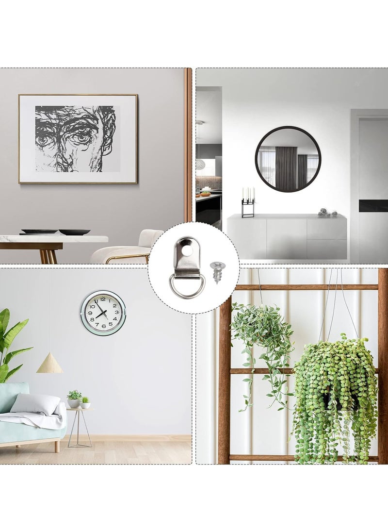10 Pcs Picture Frame Hanging Rings | D Rings | Heavy Duty and Easy to Install 10pcs + 10 Screws  - Image 4