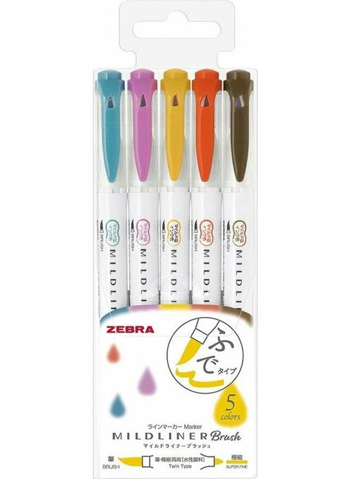 ZEBRA Mildliner Brush Pen Set of 5 Wft8-5c-Rc 