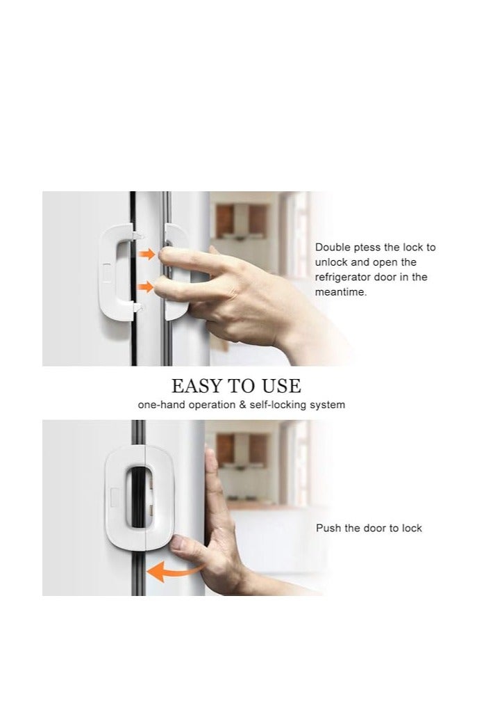 Refrigerator Lock, Upgrade Home Fridge Lock with Two Buttons, Toddler Baby Kids Safety Freezer Door Lock with Strong Adhesive, Refrigerator Locks for Children No Tools Need or Drill - Image 2