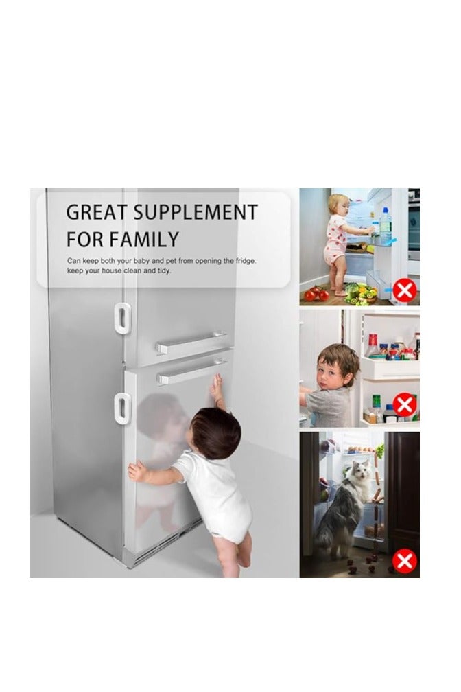 Refrigerator Lock, Upgrade Home Fridge Lock with Two Buttons, Toddler Baby Kids Safety Freezer Door Lock with Strong Adhesive, Refrigerator Locks for Children No Tools Need or Drill - Image 3
