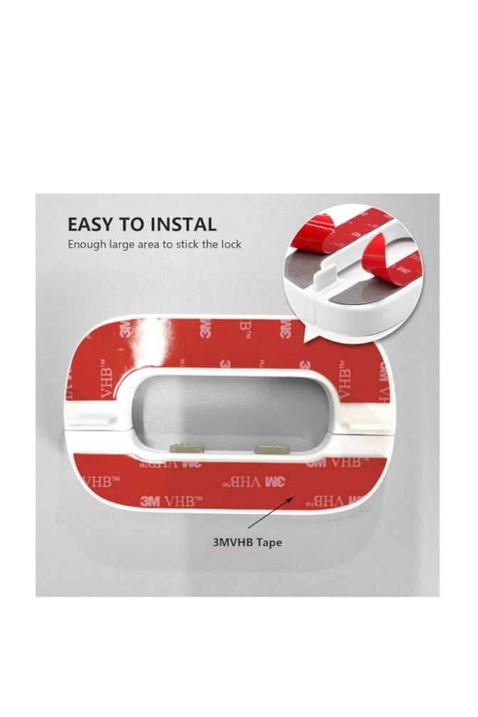 Refrigerator Lock, Upgrade Home Fridge Lock with Two Buttons, Toddler Baby Kids Safety Freezer Door Lock with Strong Adhesive, Refrigerator Locks for Children No Tools Need or Drill - Image 4