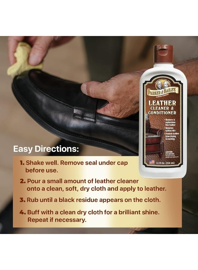 Parker Bailey Leather Cleaner Conditioner Restores Conditions Cleaner For Upholstery or Car Interior Car Seat Cleaner Faux Furniture Handbags Shoes More 12oz - Image 4