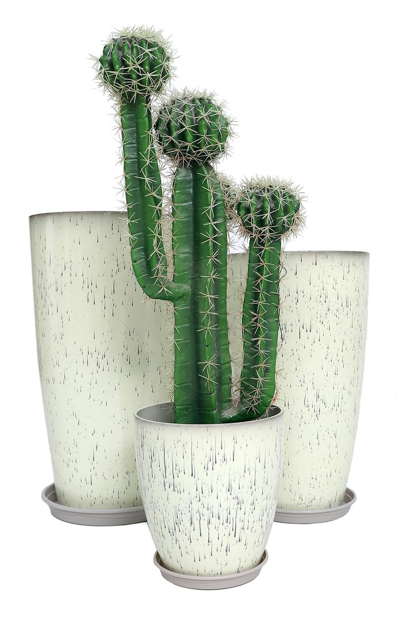 MinCHI257 24,21,11 Inch Large Plastic Planters with Drainage Hole and Saucer - Set of 3 Tall Plant Pots Indoor Flower Pot Tall Round Planters Outdoor Large Tall Planter - Image 2