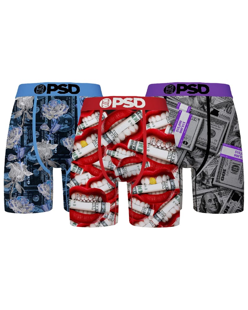 PSD Underwear Men's Money Talks Boxer Brief 3 Pack, Multi, M - Image 1