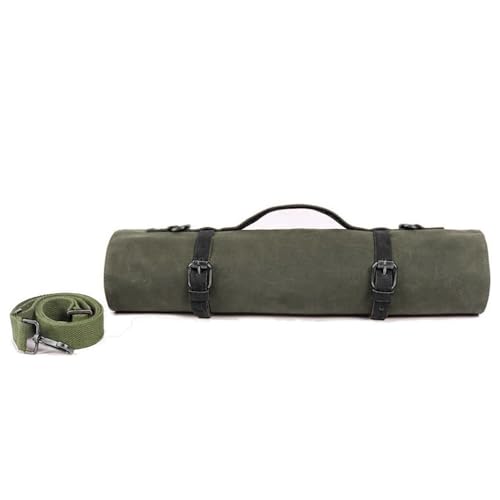 Hersent Large Chef’s Knife Roll Bag,Heavy Duty Waxed Canvas Knife Carrier,11 Pockets Kitchen Cooking Tools Storage Case, Easily Carried By Shoulder Strap ForProfessional Chefs,Culinary School Students - Image 1