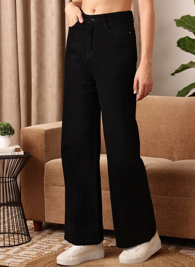 STREET 9 Comfort Straight Fit Black Jeans for Women
