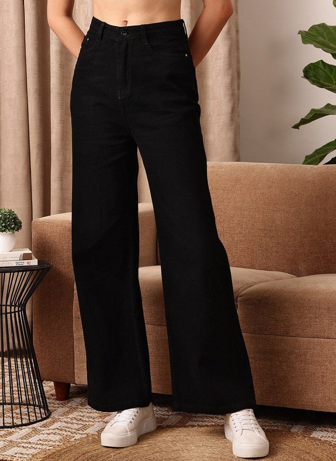 STREET 9 Comfort Straight Fit Black Jeans for Women - Image 1