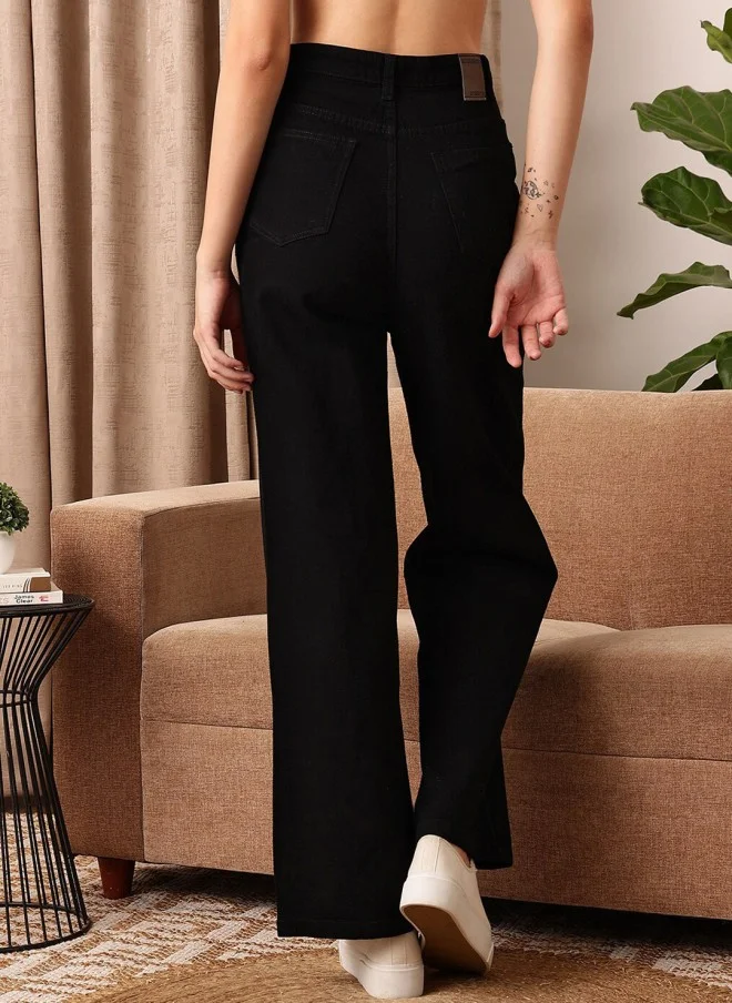 STREET 9 Comfort Straight Fit Black Jeans for Women