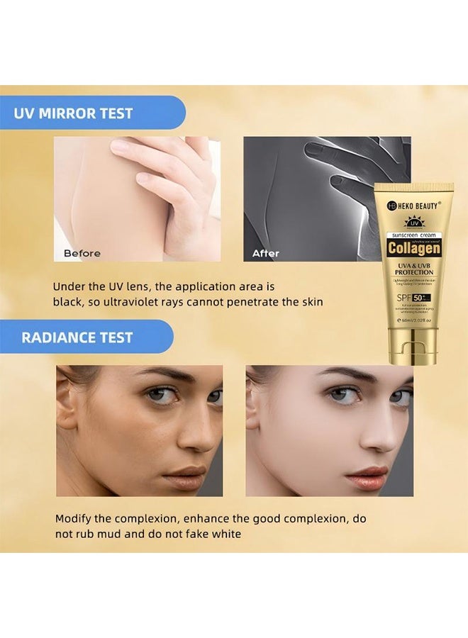 اتش بي كريم واقٍ من الشمس بالكولاجين SPF 50 PA ، حماية كاملة من UVA/UVB، تقنية البروتين النشط، كولاجين، مرطب ومضاد للشيخوخة، لجميع أنواع البشرة، 60 مل - Image 5
