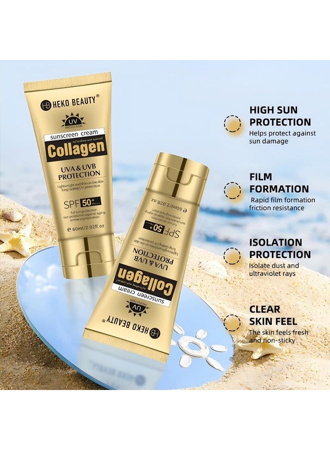 اتش بي كريم واقٍ من الشمس بالكولاجين SPF 50 PA ، حماية كاملة من UVA/UVB، تقنية البروتين النشط، كولاجين، مرطب ومضاد للشيخوخة، لجميع أنواع البشرة، 60 مل - Image 3