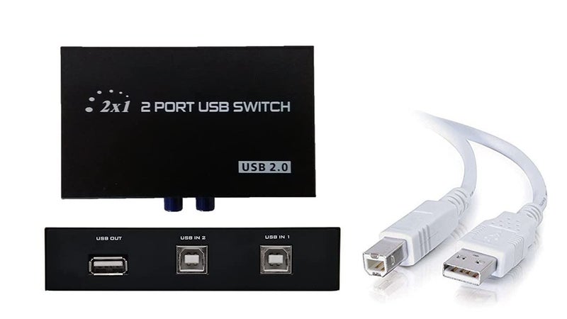 Foxmicro 2 Ports USB 2.0 Selector Switch for PC Sharing Switch Box with 1pcs 4 feet Print Scanner Cables for PC Computer Scanner Printers Projector Camera and Keyboard-FM - Image 2