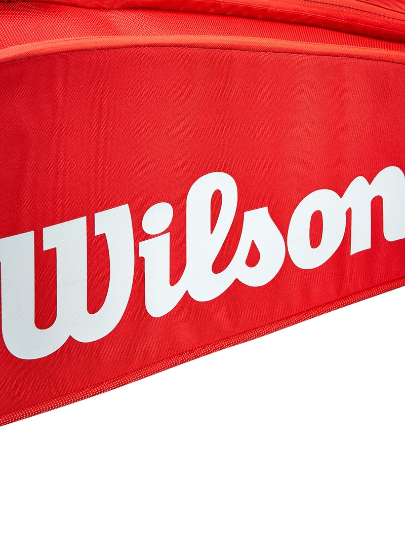 Wilson Super Tour Red Tennis Racket Bag, Adults, Holds up to 9 Rackets
