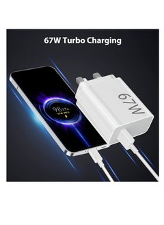 Generic 67W USB C Fast Charger for Xiaomi,USB C Charging Cable 1M,USB Plug Charger UK Power Adapter for Redmi Note 14/13/12/11/10 Pro/Mi 14T/13T/12X/11T/POCO X7/X6/X5/X4  - Image 1