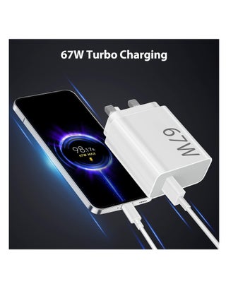 67W USB C Fast Charger for Xiaomi,USB C Charging Cable 1M,USB Plug Charger UK Power Adapter for Redmi Note 14/13/12/11/10 Pro/Mi 14T/13T/12X/11T/POCO X7/X6/X5/X4 - pzsku/ZA37346C67EBED46F5E15Z/45/_/1731729828/485f1369-dfd8-4bc0-ba4d-a87832e7ffb7