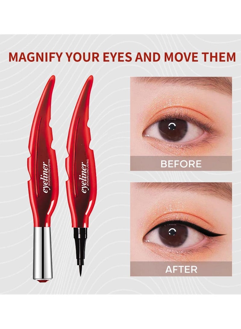 2 Pcs Waterproof Liquid Eyeliner, Super Slim Eyeliner Pencil Long-Lasting Liquid Eyeliner Quick Drying Eyeliner Smooth Gliding Eyeliner Smudgeproof Liquid Eyeliner All Day Wear Liquid Eyeliner - Image 4