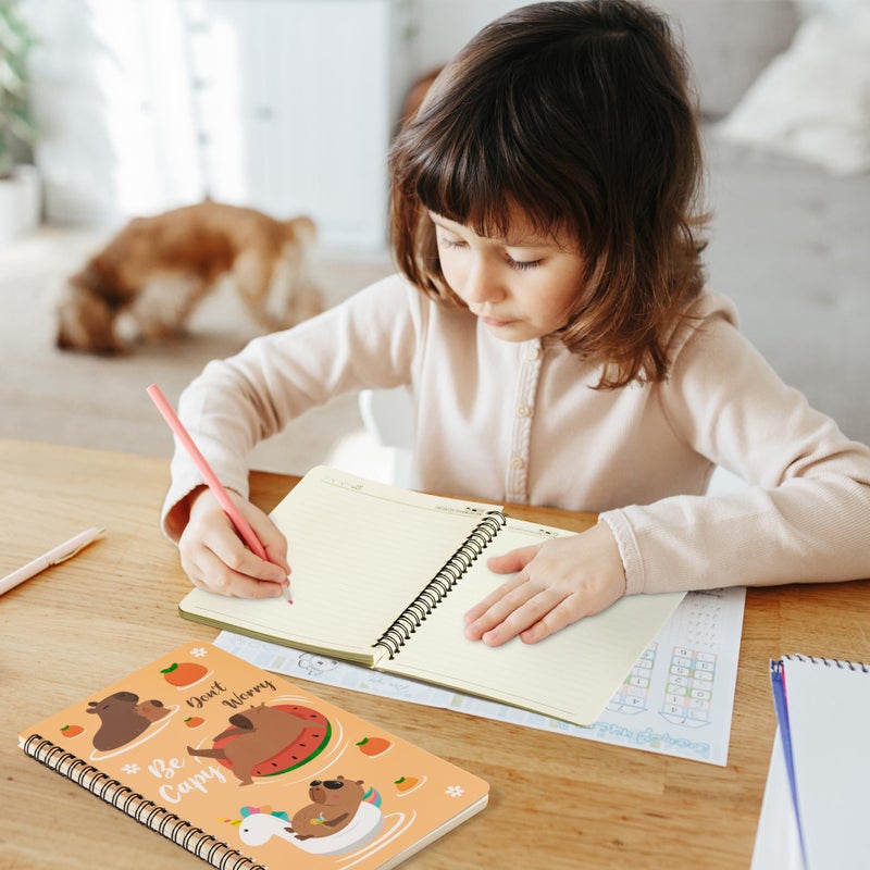 B1ykin A5 Spiral Notebooks - 2Pcs 50 sheets 100 Pages Cute Wire Bound Travel Journal Spiral Notebook, Writing Notepads Memo Diary Notes Study School Work for Kids School Classroom Office (Capybara) - Image 5