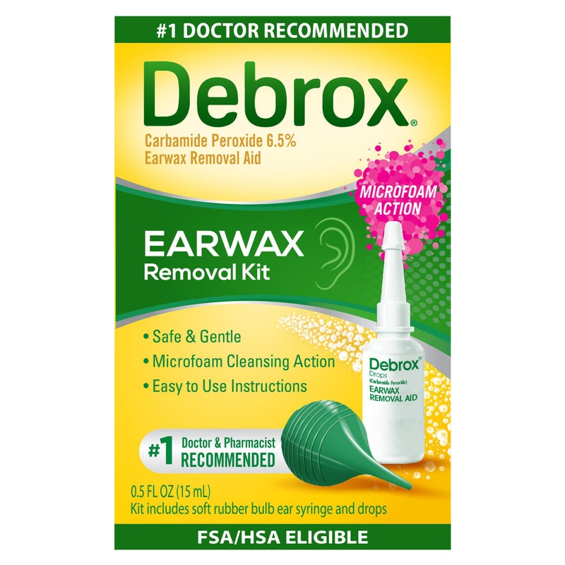 Debrox Ear Wax Removal Kit, Bulb Syringe & 0.5 Fl Oz Removal Ear Drops - Image 1