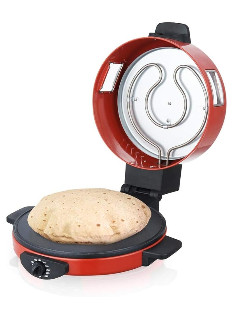 30cm Electric Roti/Tortilla/Pizza Maker NL-RM-4979, Red – Non-Stick, Multi-Functional, Adjustable Temperature Control, 1500W  - Image 1