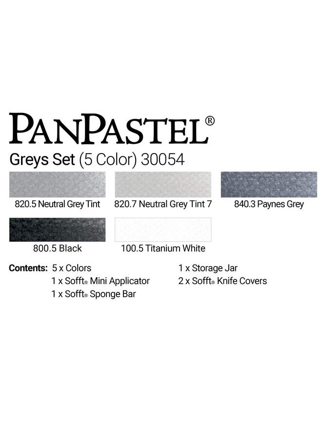 بان باستيل - مجموعة ألوان باستيل ناعمة للغاية من PanPastel 30054 مكونة من 5 ألوان - رمادية مع أدوات ناعمة - Image 1