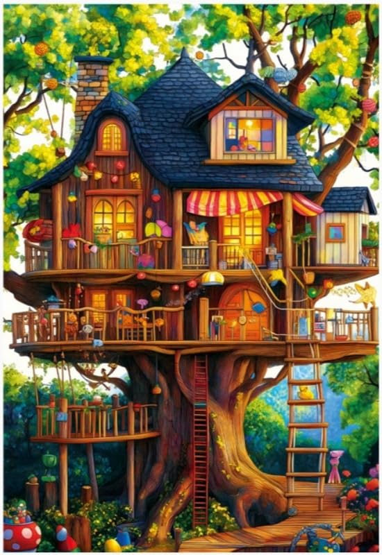 YOGEON Puzzles for Adults 1000 Pieces Fantasy Tree of Life Jigsaw Puzzles Tree House Plant Challenging Hard Puzzles as Nature Dcor Finshed Size 20 x 15 - Image 1