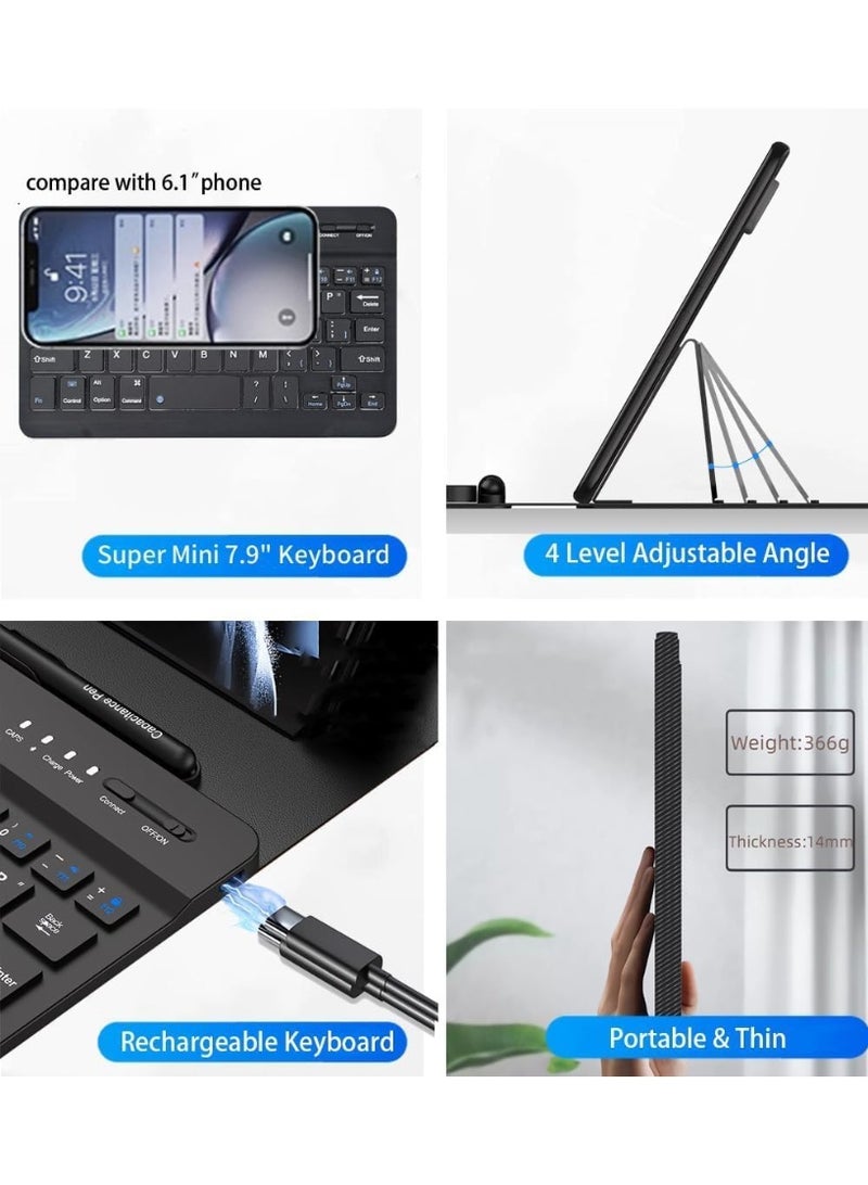 Muzz Galaxy Z Fold 7 Keyboard Case, Mouse and Stylus Pen with Phone Holder Metal Folding Case, Wireless Keyboard, Stylus Pen Holder, Carbon Fiber Black - Image 3