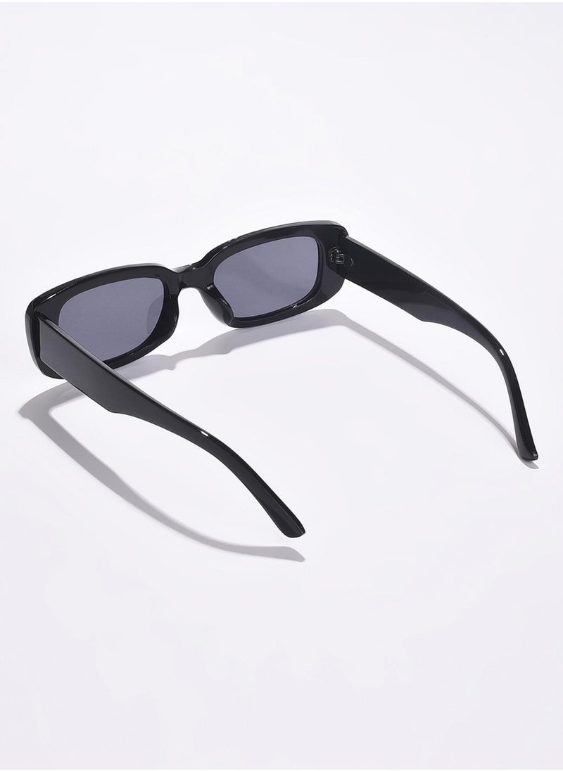 Haute Sauce Black Lens Black Rectangle Sunglasses  - Image 4