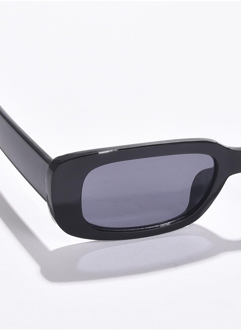 Haute Sauce Black Lens Black Rectangle Sunglasses  - Image 3