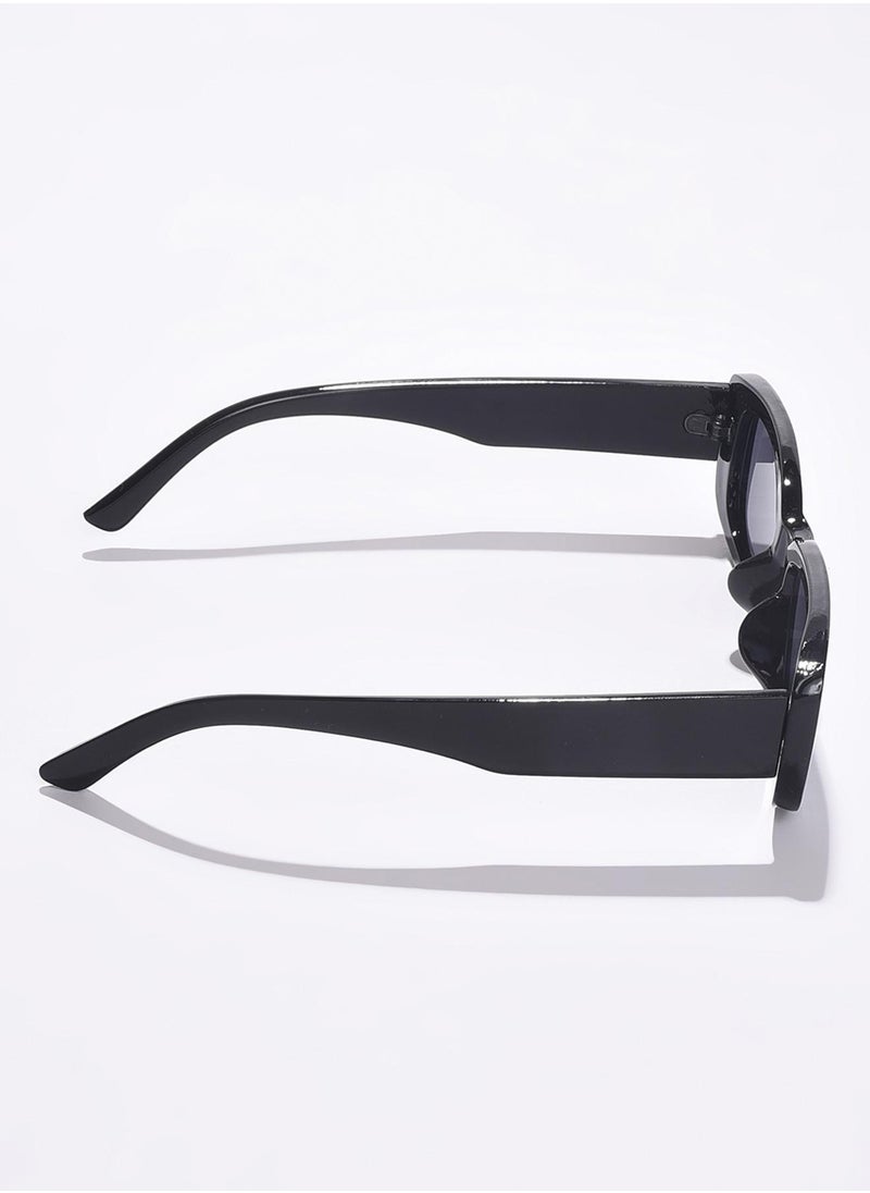 Haute Sauce Black Lens Black Rectangle Sunglasses  - Image 5
