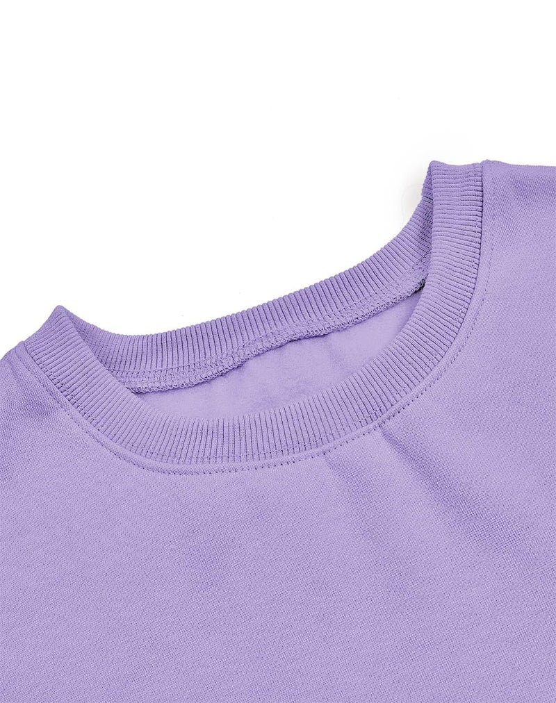 Joywayco Women's Long Sleeve Round Neck Cropped Sweatshirts Comfy Fleece Casual Pullover Tops (Purple,Large,Female,Adult,US,Alpha,Large,Regular,Regular) - Image 4