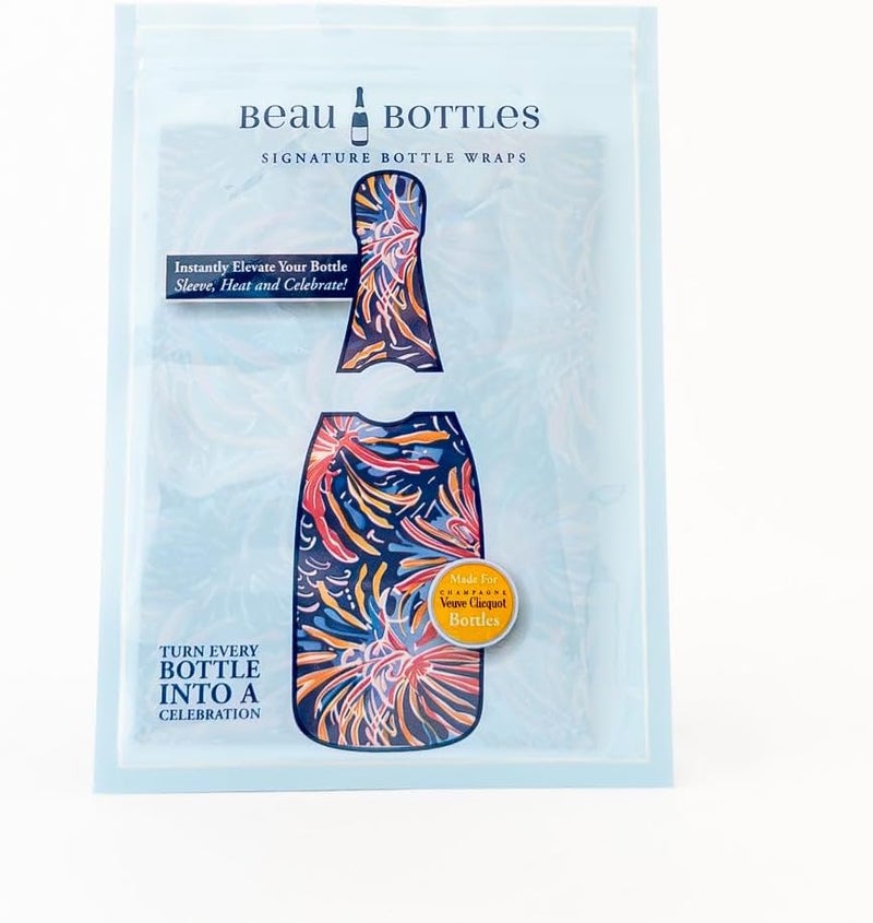beaubottles Festive Fireworks Wrap for Champagne – Veuve Edition – Custom Wine Bottle Labels for Celebrations, Birthdays, Gifting – Fits 750ml Bottles – Personalized Wine Label Sleeve - Image 2