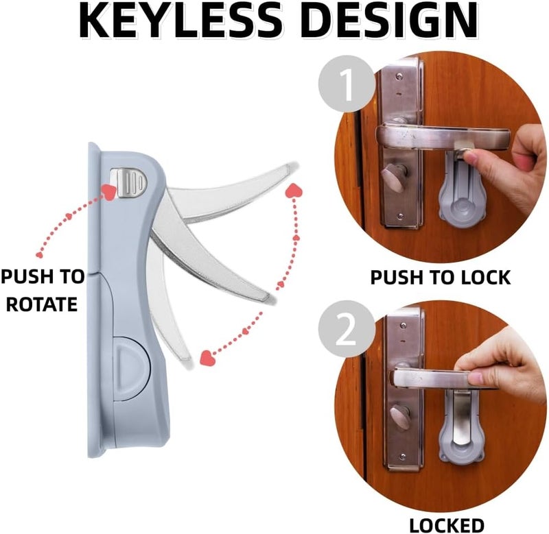 PUGED Baby Proof Door Handle Lever Lock Child Proofing Safety Lock for Door Handles Door Lever Lock One Hand Operation Simple Install No Drilling Child Safety Door Handle Lock Grey 1 Pack - Image 4