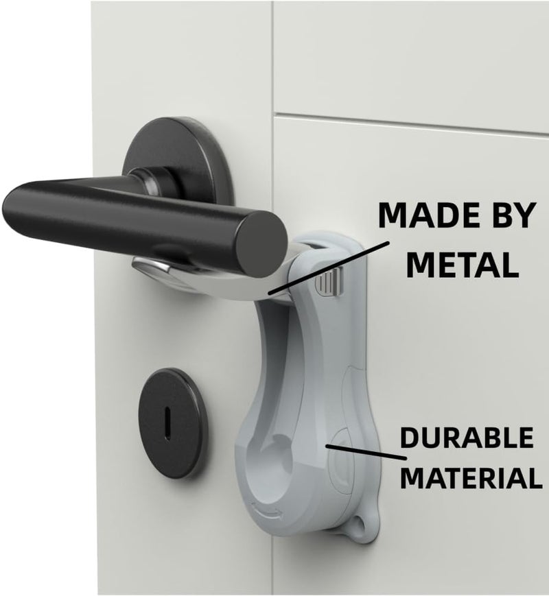 PUGED Baby Proof Door Handle Lever Lock Child Proofing Safety Lock for Door Handles Door Lever Lock One Hand Operation Simple Install No Drilling Child Safety Door Handle Lock Grey 1 Pack - Image 2