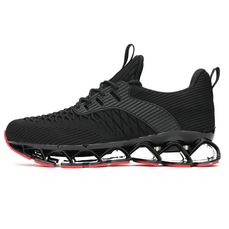 Kvovzo Men's Slip on Walking Running Shoes Blade Tennis Casual Fashion Sneakers Comfort Non Slip Work Sport Athletic Trainer Black/Red - Image 4