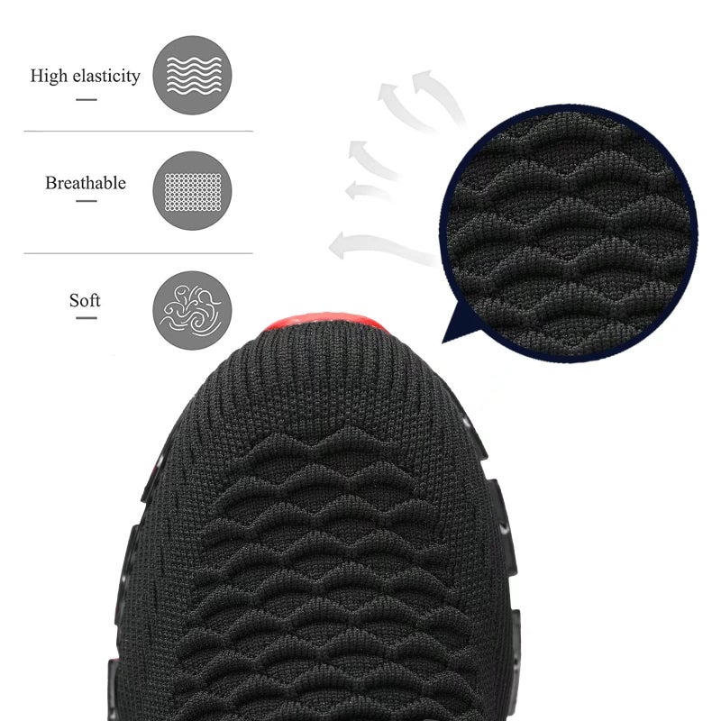 Kvovzo Men's Slip on Walking Running Shoes Blade Tennis Casual Fashion Sneakers Comfort Non Slip Work Sport Athletic Trainer Black/Red - Image 5