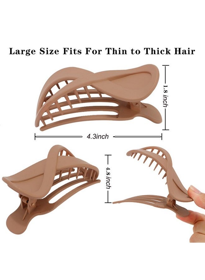 Ahoney 3.3 Flat Hair Clips For Women 4Pcs Lay Down Claw Clips For Thick/Thin Hair Banana Clip French Hair Pin Hair Barrettes For Styling Hair Accessories For Women (Black/Amber/Brown/White) - Image 3