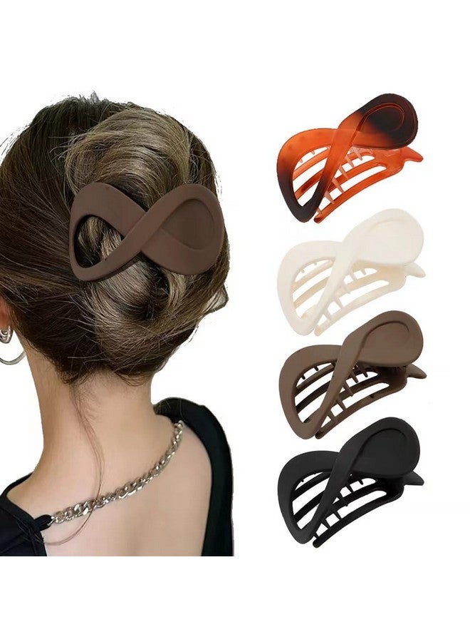 Ahoney 3.3 Flat Hair Clips For Women 4Pcs Lay Down Claw Clips For Thick/Thin Hair Banana Clip French Hair Pin Hair Barrettes For Styling Hair Accessories For Women (Black/Amber/Brown/White) - Image 1
